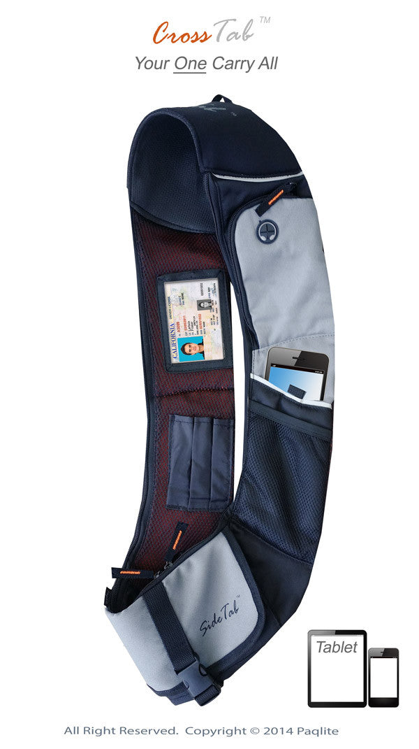 CrossTab - Navy / Gray Carry Your Tablet, Mobile & Your Other Essentials In Style On The Go!